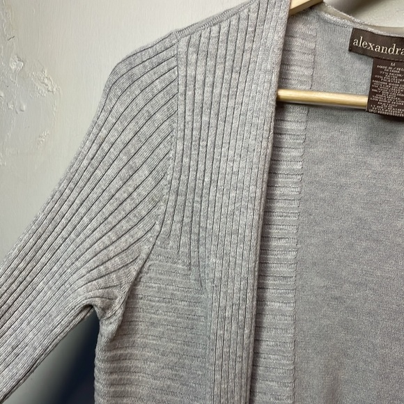 Alexandra & oak Long Grey Open Front Side Slit Long Sleeve Sweater -M-#0026 - Picture 3 of 6